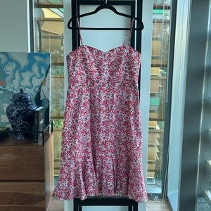 Jcrew dress sz 12 white with red and pink flowers